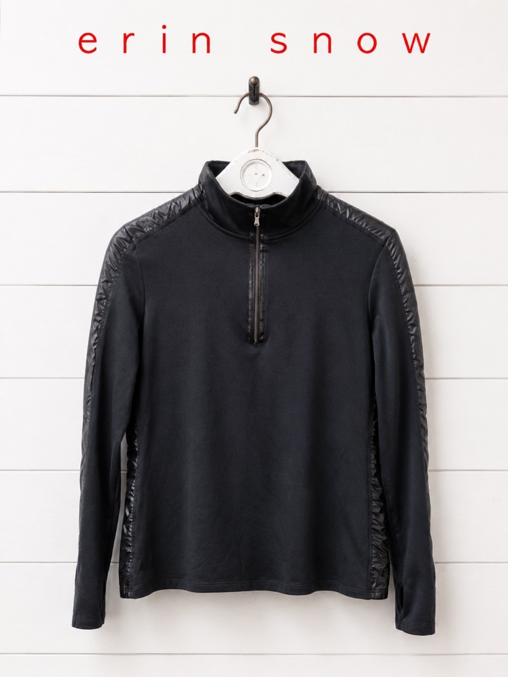 ERIN SNOW Black Technical Polar Fleece Half-Zip Top Size M/L
